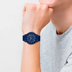 LACOSTE Montre 12.12 Bleu cadran bleu fond bleu bracelet silicone bleu Sale