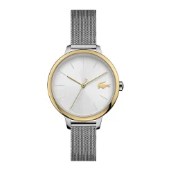 LACOSTE Montre Cannes Argent cadran bicolore fond argenté bracelet acier argenté Hot