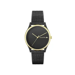 LACOSTE Montre Crocodelle Noir cadran noir fond noir braceletsilicone noir