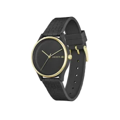 LACOSTE Montre Crocodelle Noir cadran noir fond noir braceletsilicone noir