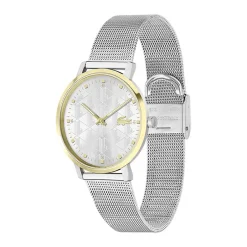 LACOSTE Montre Crocorigin Blanc cadran argenté fond blanc bracelet acier argenté Outlet