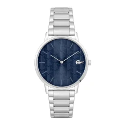 LACOSTE Montre Crocorigin Bleu cadran argenté fond bleu bracelet acier argenté Clearance