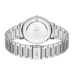 LACOSTE Montre Crocorigin Bleu cadran argenté fond bleu bracelet acier argenté Clearance