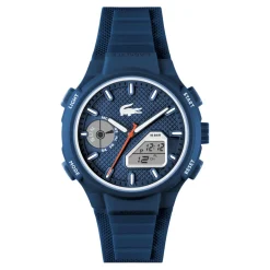 LACOSTE Montre Lc33 Bleu cadran bleu fond bleu bracelet silicone bleu New