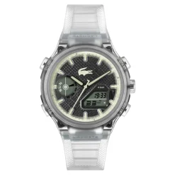 LACOSTE Montre Lc33 Gris cadran blanc fond gris bracelet silicone blanc Hot