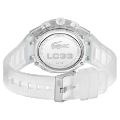 LACOSTE Montre Lc33 Gris cadran blanc fond gris bracelet silicone blanc Hot