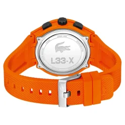 LACOSTE Montre Lc33 Noir cadran orange fond noir bracelet silicone orange