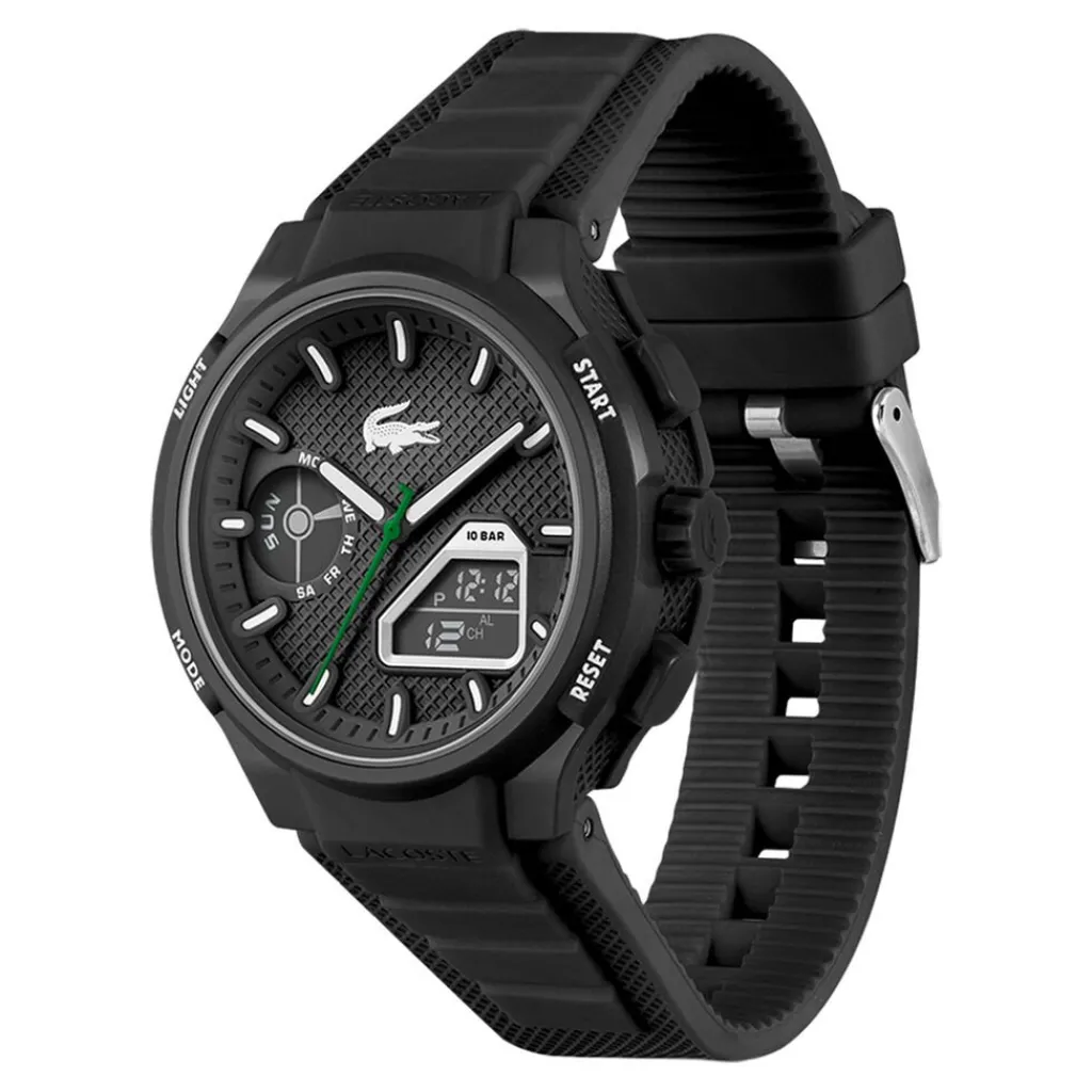 LACOSTE Montre Lc33 Noir cadran noir fond noir bracelet silicone noir Sale