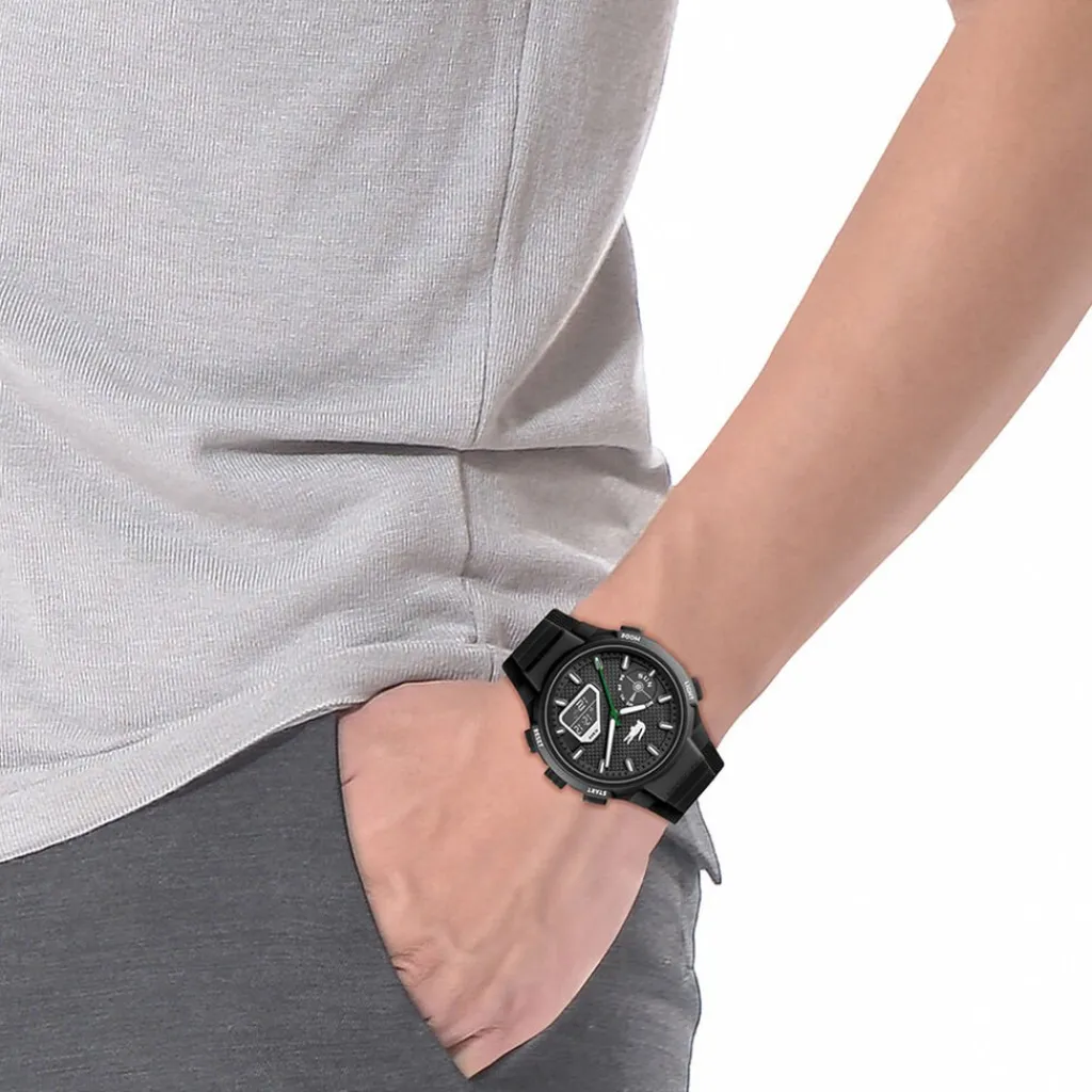 LACOSTE Montre Lc33 Noir cadran noir fond noir bracelet silicone noir Sale