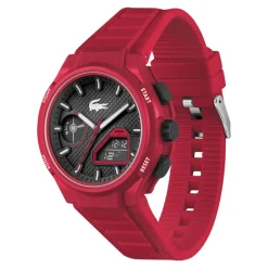 LACOSTE Montre Lc33 Noir cadran rouge fond noir bracelet silicone rouge Hot