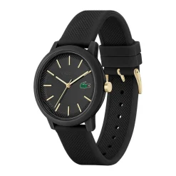 LACOSTE Montre 12.12 Noir cadran noir fond noir bracelet silicone noir Best