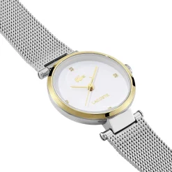 LACOSTE Montre Orba Blanc cadran doré fond blanc bracelet acier argenté Sale