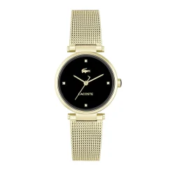LACOSTE Montre Orba Noir cadran doré fond noir bracelet acier doré Hot