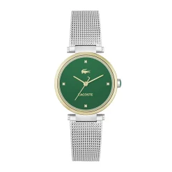 LACOSTE Montre Orba Vert cadran doré fond vert bracelet acier argenté Discount