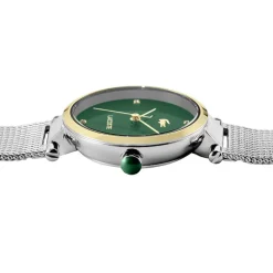 LACOSTE Montre Orba Vert cadran doré fond vert bracelet acier argenté Discount