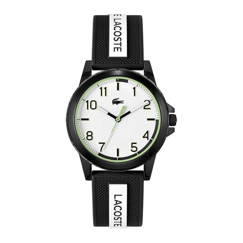 LACOSTE Montre Teen/rider Blanc cadran noir fond blanc bracelet silicone blanc Sale