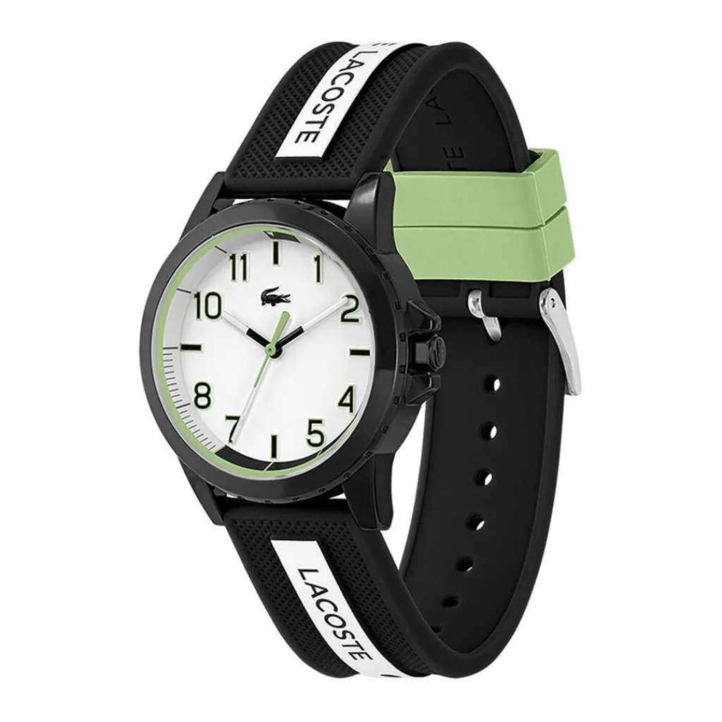 LACOSTE Montre Teen/rider Blanc cadran noir fond blanc bracelet silicone blanc Sale