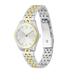 LACOSTE Montre Tuilerie Argenté cadran doré fond argenté bracelet acier New