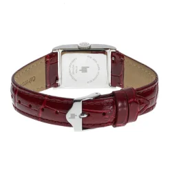 LIP Montre Churchill C18 Argenté cadran argenté fond argenté bracelet cuir de vache rouge Online