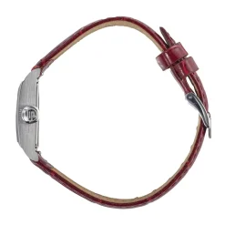 LIP Montre Churchill C18 Argenté cadran argenté fond argenté bracelet cuir de vache rouge Online