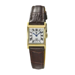 LIP Montre Churchill C18 Argenté cadran doré fond argenté bracelet cuir de vache marron Best