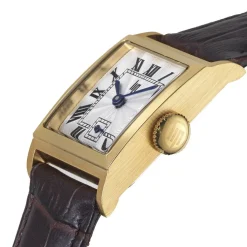 LIP Montre Churchill C18 Argenté cadran doré fond argenté bracelet cuir de vache marron Best