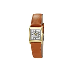 LIP Montre Churchill C18 Argenté cadran doré fond argenté bracelet cuir de vache camel Discount