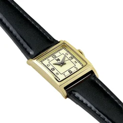 LIP Montre Churchill C18 Doré cadran doré fond doré bracelet cuir noir