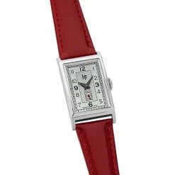 LIP Montre Churchill T18 Argenté cadran argenté fond argenté bracelet cuir rouge Online