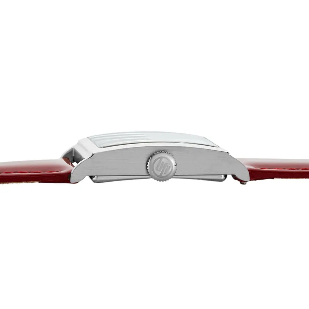 LIP Montre Churchill T18 Argenté cadran argenté fond argenté bracelet cuir rouge Online