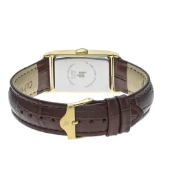 LIP Montre Churchill T18 Argenté cadran doré fond argenté bracelet cuir de vache marron New