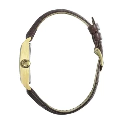 LIP Montre Churchill T18 Argenté cadran doré fond argenté bracelet cuir de vache marron New
