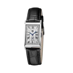 LIP Montre Churchill T18 Argenté cadran argenté fond argenté bracelet cuir de vache noir Clearance