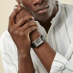 LIP Montre Churchill T24 Argenté cadran gris fond argenté bracelet cuir noir Outlet