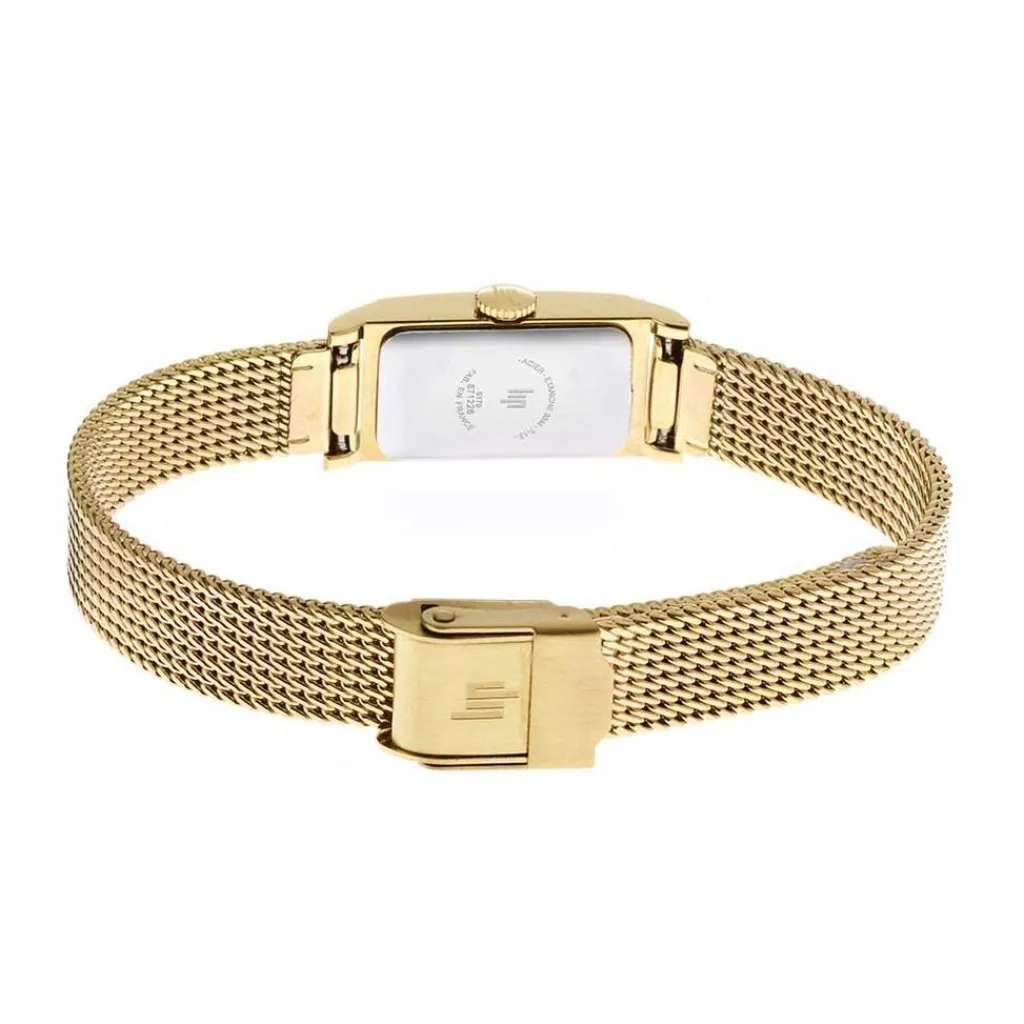 LIP Montre Churchill T13 Blanc cadran doré fond blanc bracelet acier doré Best