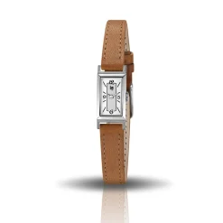 LIP Montre Churchill T13 Blanc cadran argenté fond blanc bracelet cuir marron Outlet