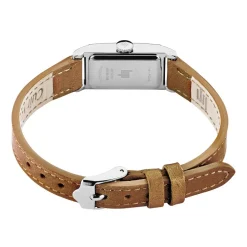 LIP Montre Churchill T13 Blanc cadran argenté fond blanc bracelet cuir marron Outlet