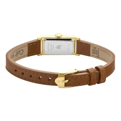 LIP Montre Churchill T13 Blanc cadran doré fond blanc bracelet cuir marron Discount