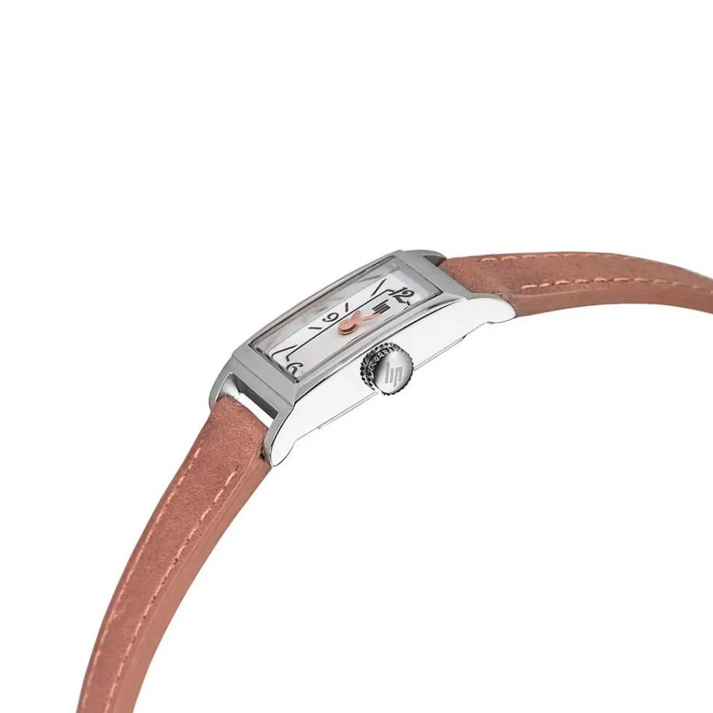 LIP Montre Churchill T13 Blanc cadran argenté fond blanc bracelet cuir marron Hot