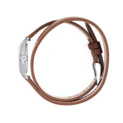 LIP Montre Churchill T13 Blanc cadran argenté fond blanc bracelet cuir marron Hot