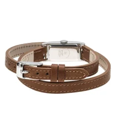 LIP Montre Churchill T13 Blanc cadran argenté fond blanc bracelet cuir marron Hot