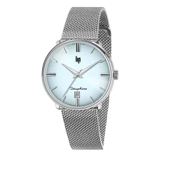 LIP Montre Dauphine 38 Bleu cadran argenté fond bleu bracelet acier argenté Clearance