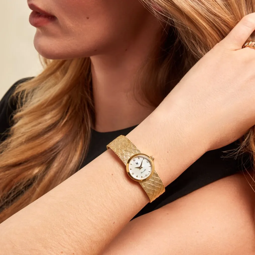 LIP Montre Henriette 22 Nacre Blanche cadran doré fond nacre blanche bracelet acier doré Best