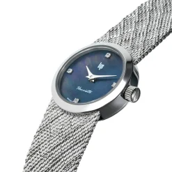 LIP Montre Henriette Diamant Nacre Noire cadran argenté fond nacre noire bracelet acier argenté Outlet