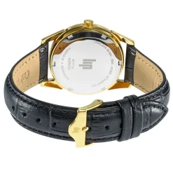LIP Montre Himalaya 35 Argenté cadran doré fond argenté bracelet cuir de vache noir New