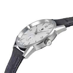 LIP Montre Himalaya 40 Argenté cadran argenté fond argenté bracelet cuir noir Hot