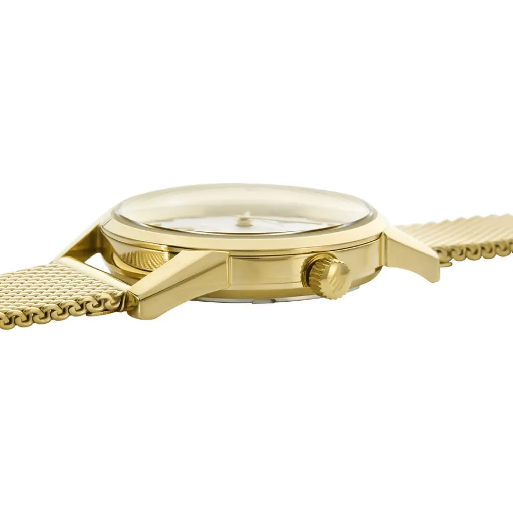 LIP Montre Himalaya 29 C艙ur Battant Blanc cadran doré fond blanc bracelet acier doré Outlet