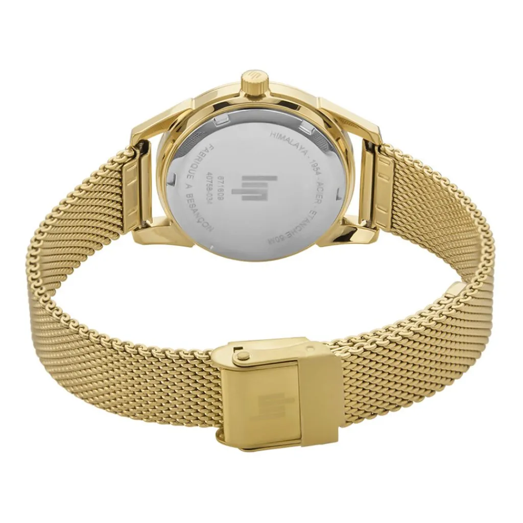 LIP Montre Himalaya 29 C艙ur Battant Blanc cadran doré fond blanc bracelet acier doré Outlet