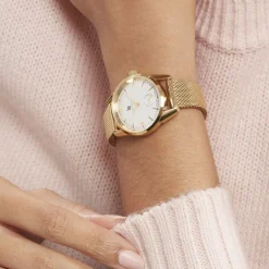 LIP Montre Himalaya 29 C艙ur Battant Blanc cadran doré fond blanc bracelet acier doré Outlet