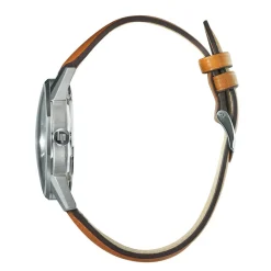 LIP Montre Himalaya 40 Vert cadran argenté fond vert bracelet cuir de vache marron Discount